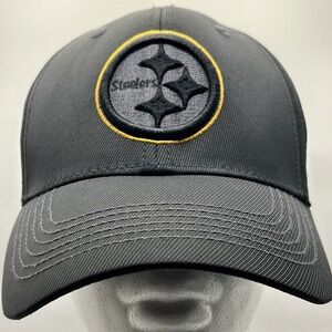 OTS Pittsburgh Steelers Black FlexFit Hat L/XL Embroidered NFL Cap